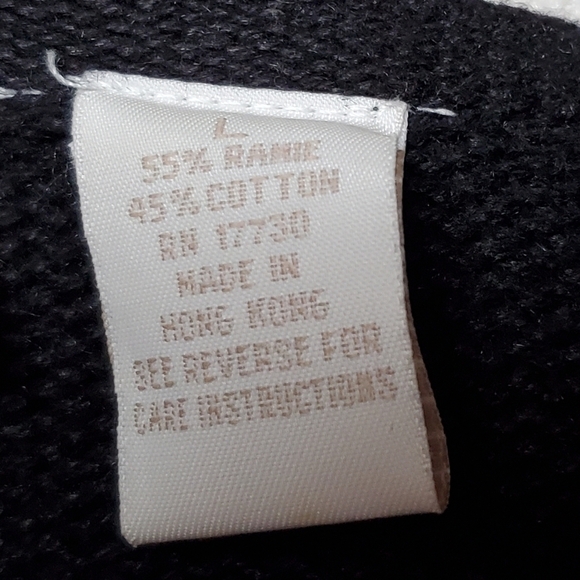 VINTAGE 90s Cherokee Black Cotton Blend Loose Knit Long Sleeve Full-zip Cardigan - Picture 14 of 14